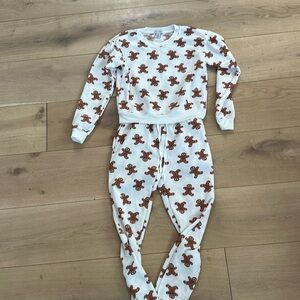 Fleece Gingerbread pajama set.